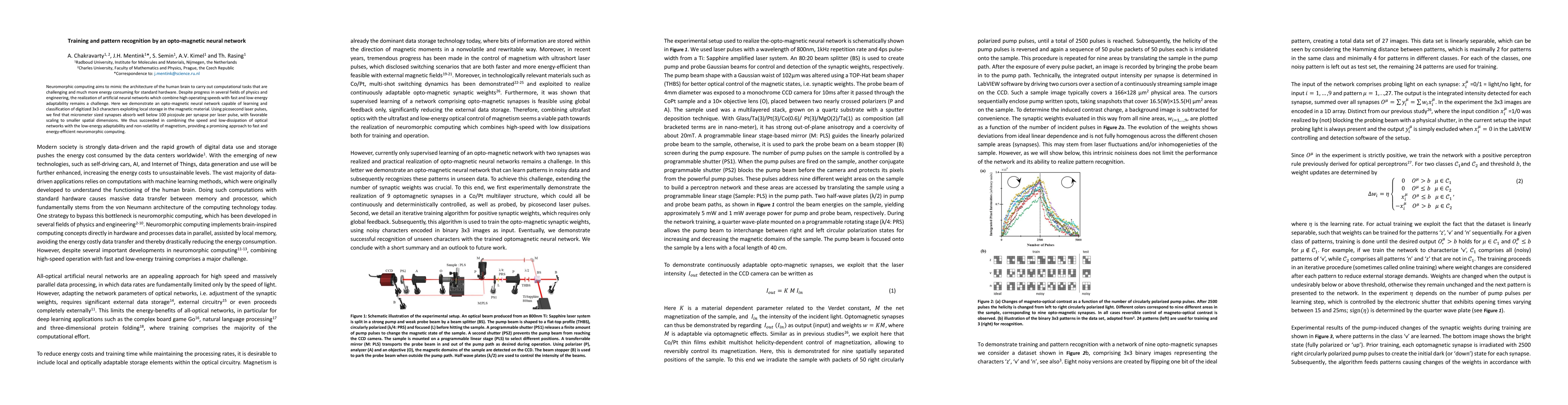 Thumbnail for Training and pattern recognition by an opto-magnetic neural network