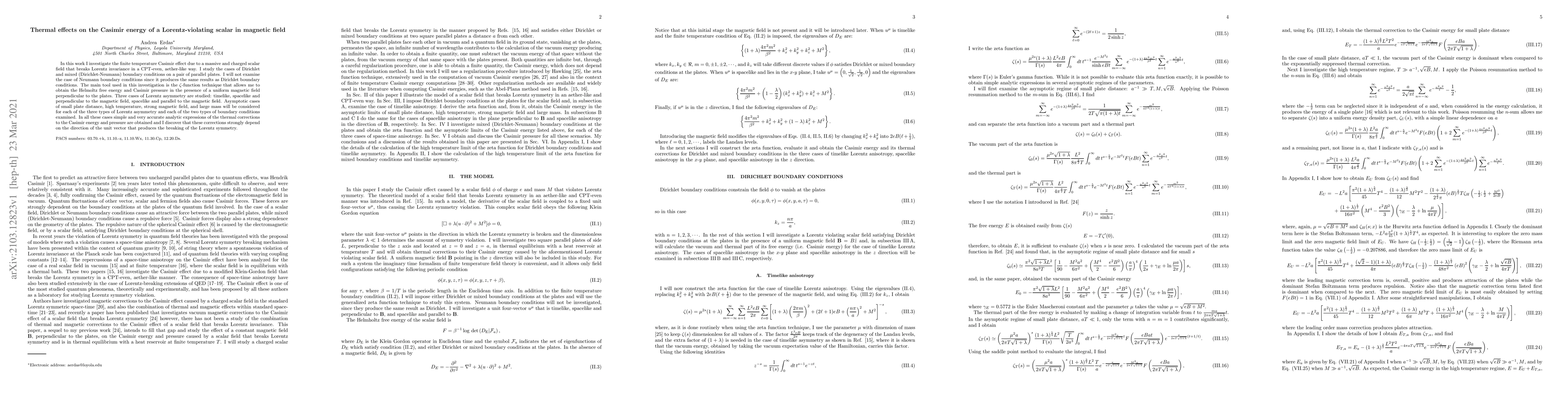 Thumbnail for Thermal effects on the Casimir energy of a Lorentz-violating scalar in
  magnetic field