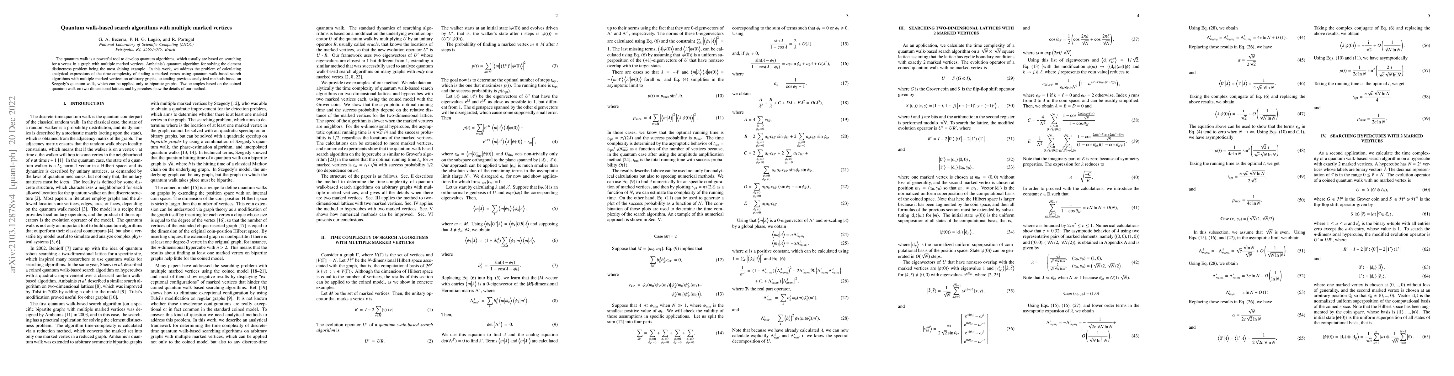 Thumbnail for Quantum walk-based search algorithms with multiple marked vertices