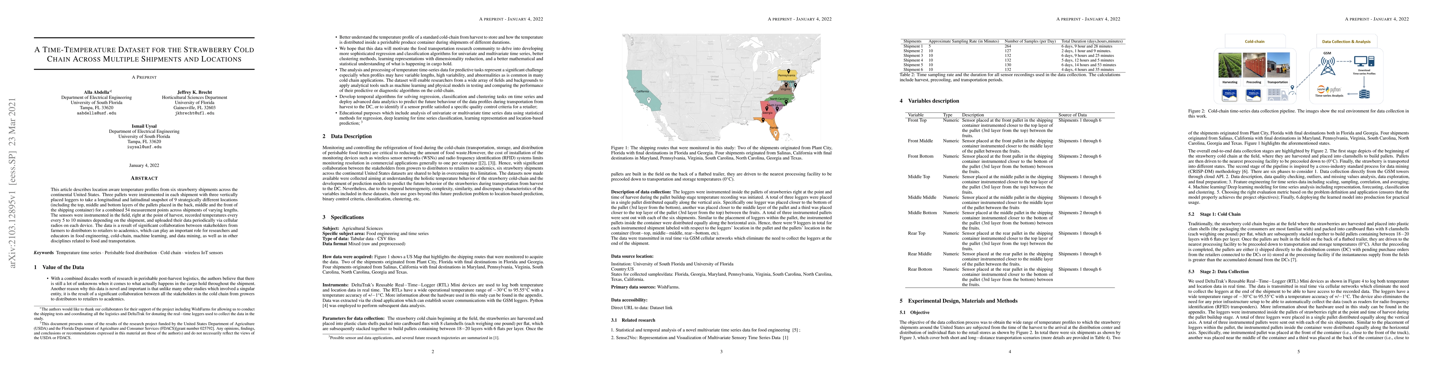 Thumbnail for A Time-Temperature Dataset for the Strawberry Cold Chain Across Multiple
  Shipments and Locations