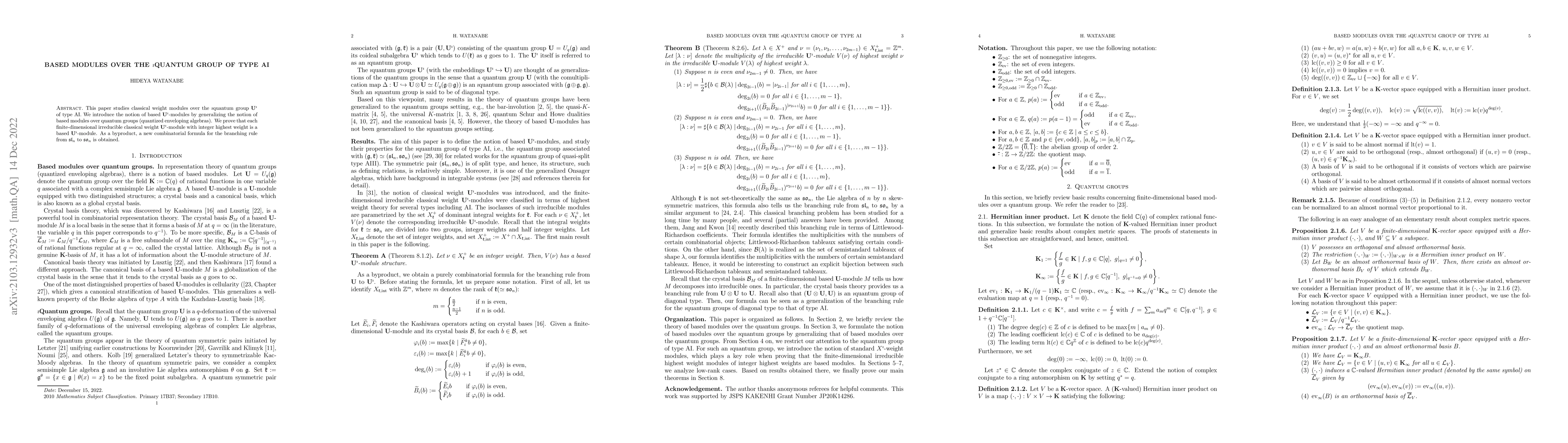 Thumbnail for Based modules over the $\imath$quantum group of type AI