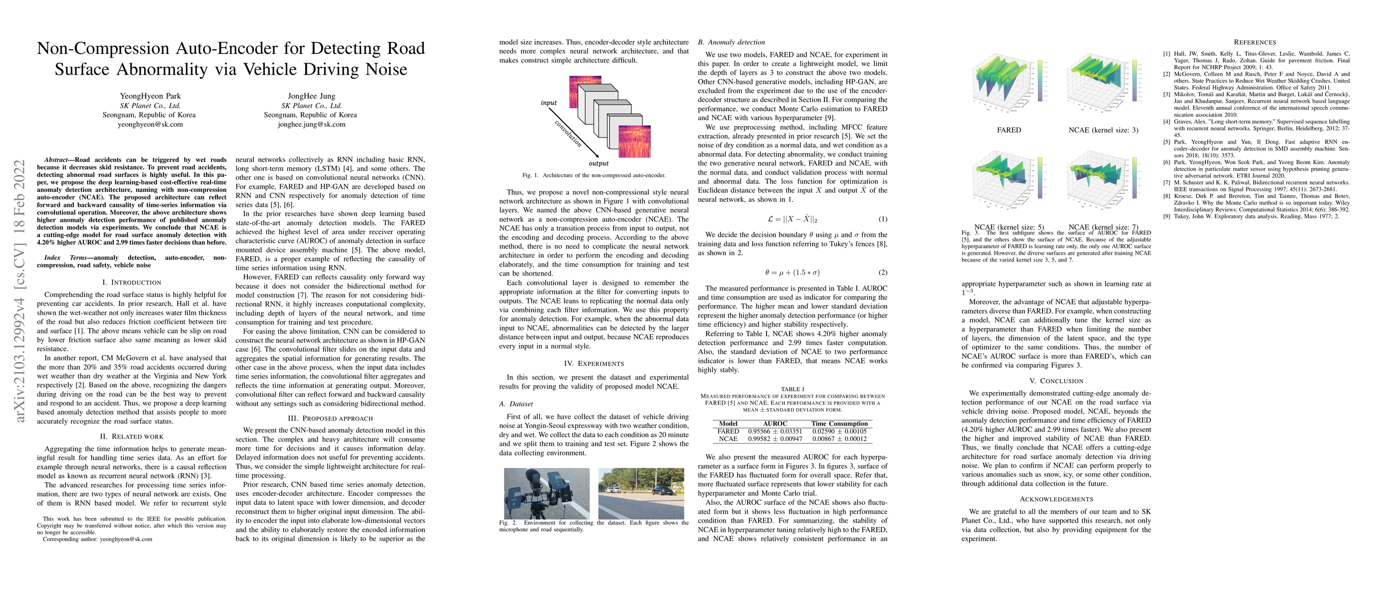 Thumbnail for Non-Compression Auto-Encoder for Detecting Road Surface Abnormality via
  Vehicle Driving Noise