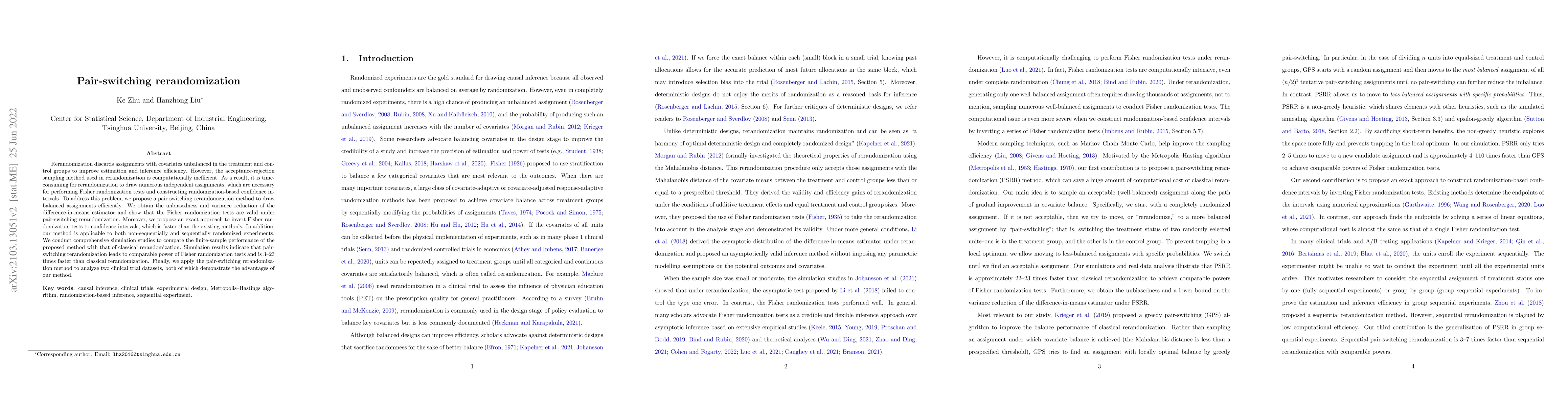 Thumbnail for Pair-switching rerandomization