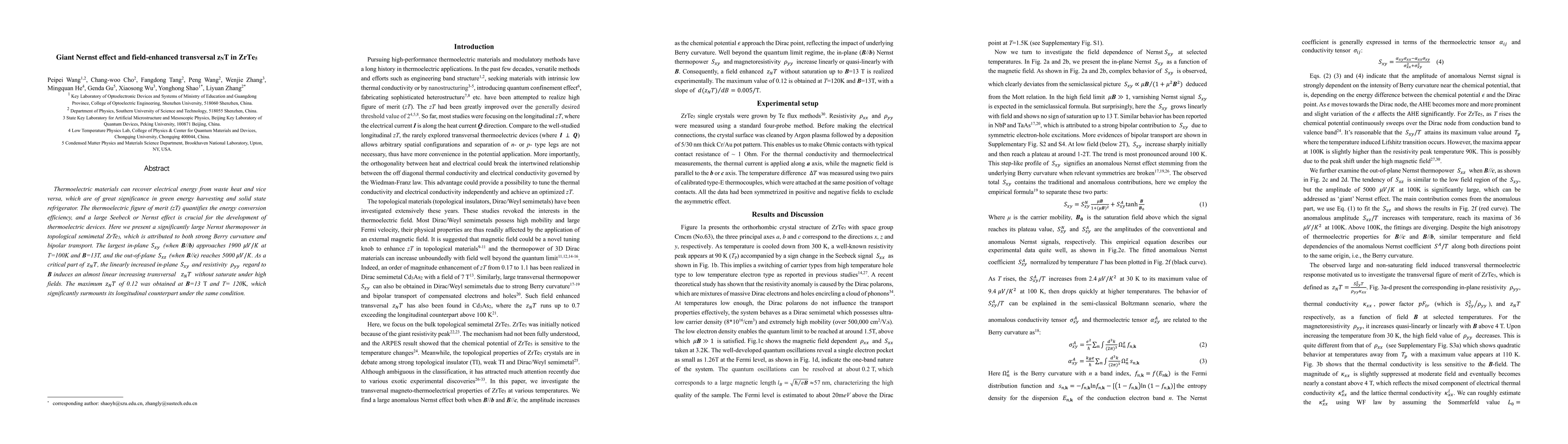 Thumbnail for Large Nernst effect and field enhanced transversal ZT in ZrTe5