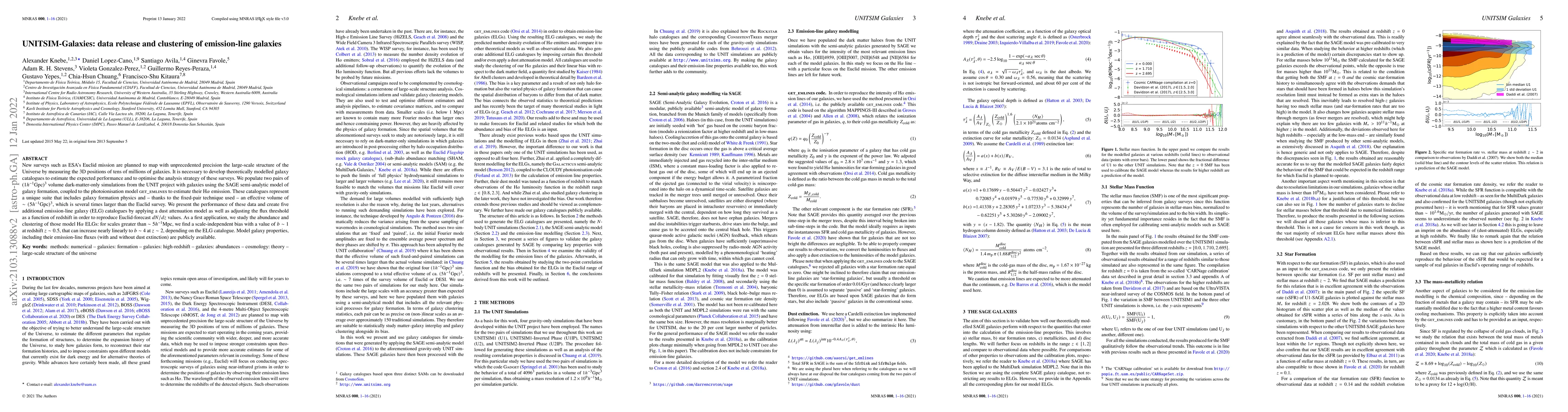 Thumbnail for UNITSIM-Galaxies: data release and clustering of emission-line galaxies