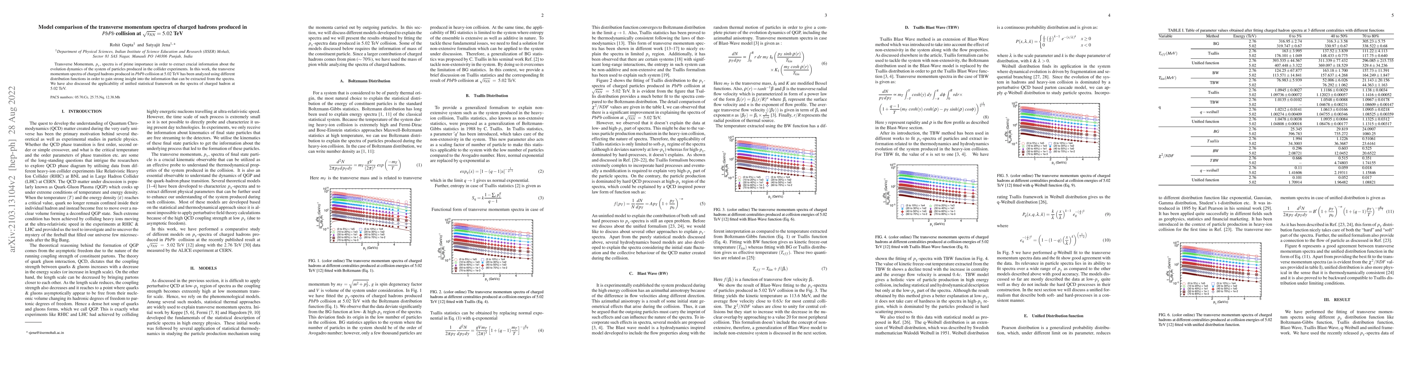 Thumbnail for Model comparison of the transverse momentum spectra of charged hadrons
  produced in $PbPb$ collision at $\sqrt{s_{NN}} = 5.02$ TeV