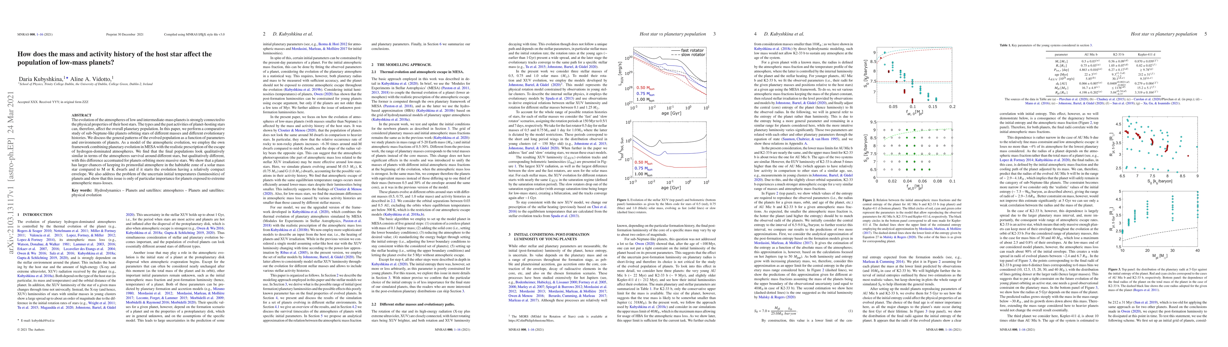 Thumbnail for How does the mass and activity history of the host star affect the
  population of low-mass planets?