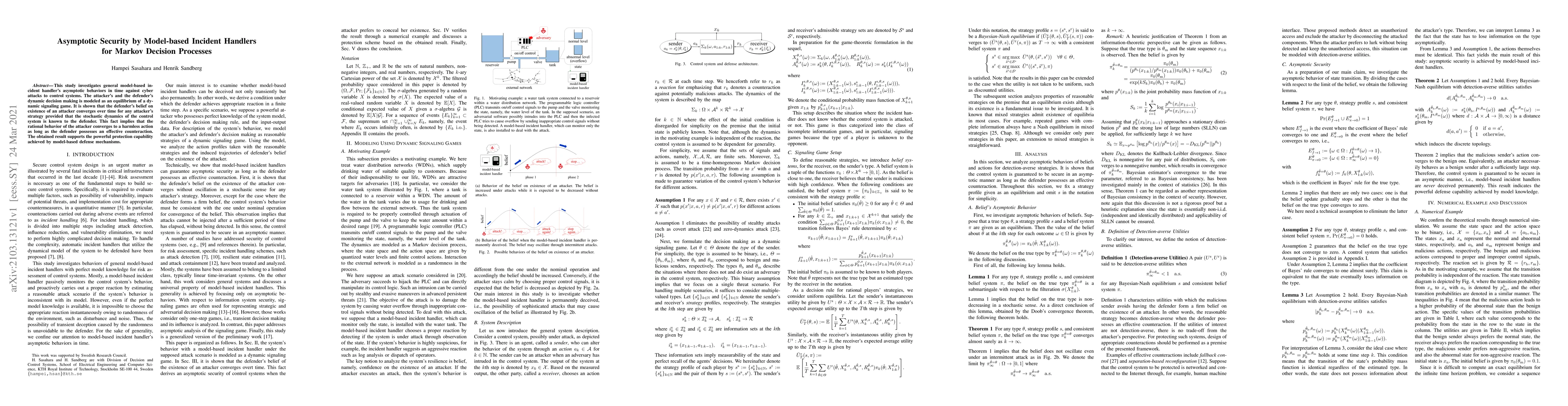 Thumbnail for Asymptotic Security by Model-based Incident Handlers for Markov Decision
  Processes