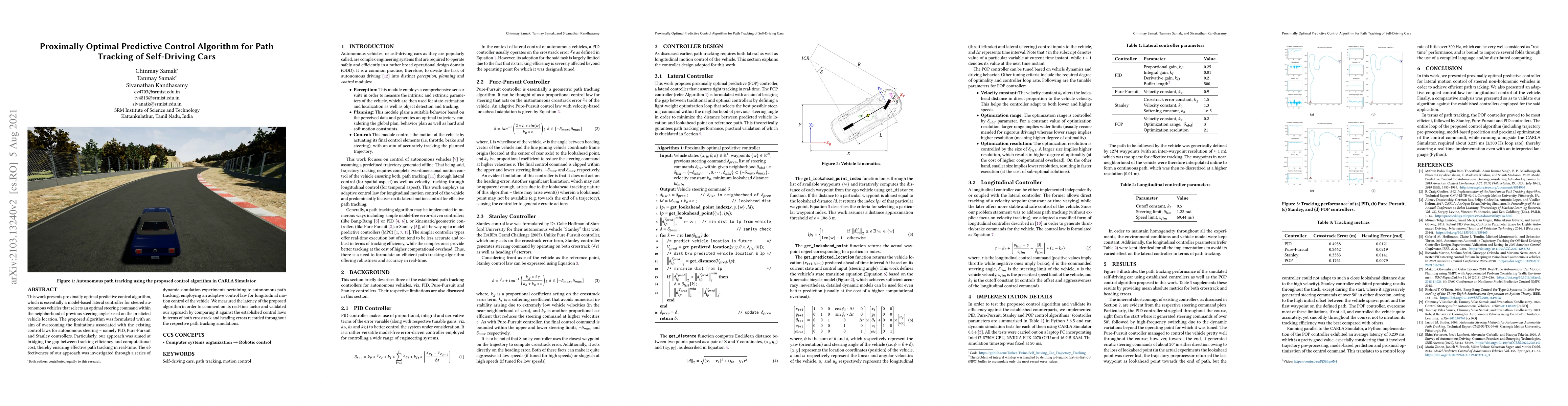 Thumbnail for Proximally Optimal Predictive Control Algorithm for Path Tracking of
  Self-Driving Cars