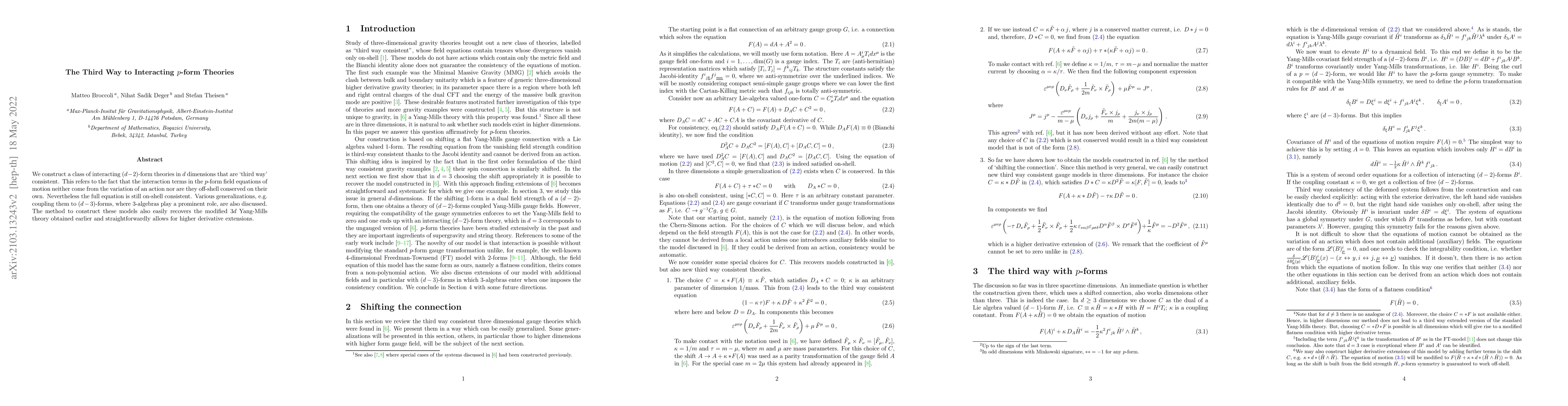 Thumbnail for The Third Way to Interacting $p$-form Theories