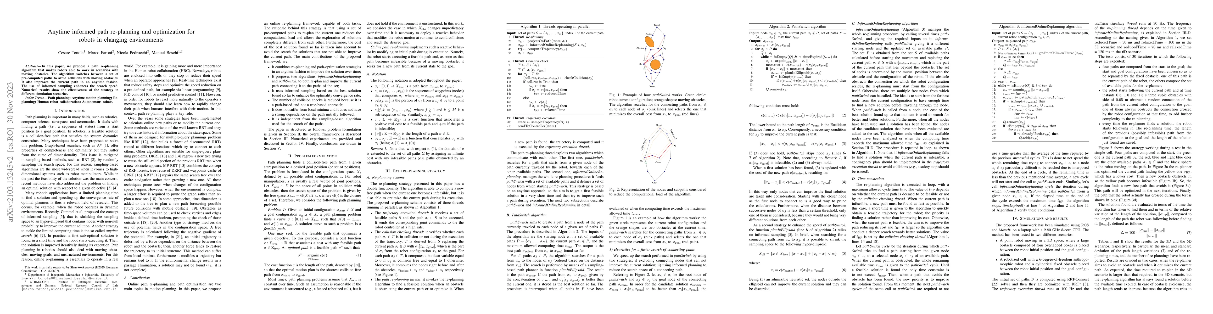 Thumbnail for Anytime informed path re-planning and optimization for robots in
  changing environments
