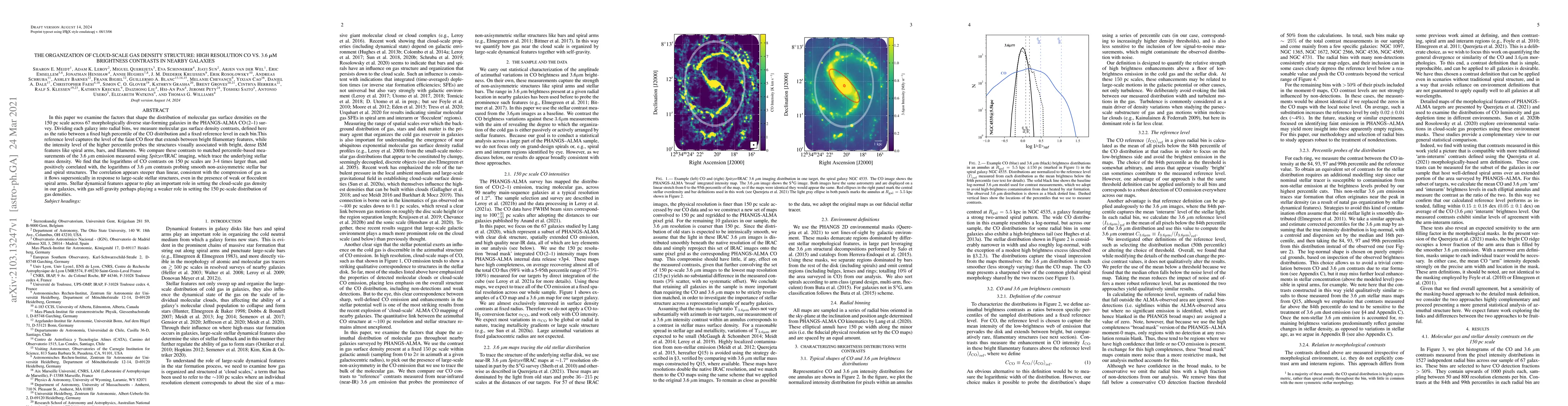 Thumbnail for The organization of cloud-scale gas density structure: high resolution
  CO vs. 3.6 $\mu$m brightness contrasts in nearby galaxies
