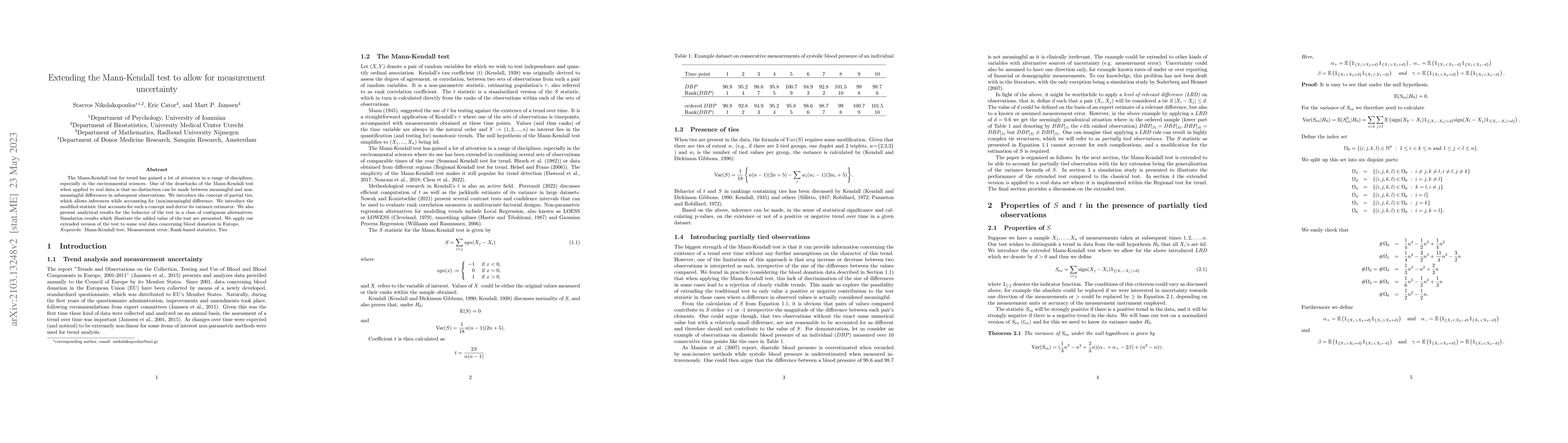 Thumbnail for Extending the Mann-Kendall test to allow for measurement uncertainty