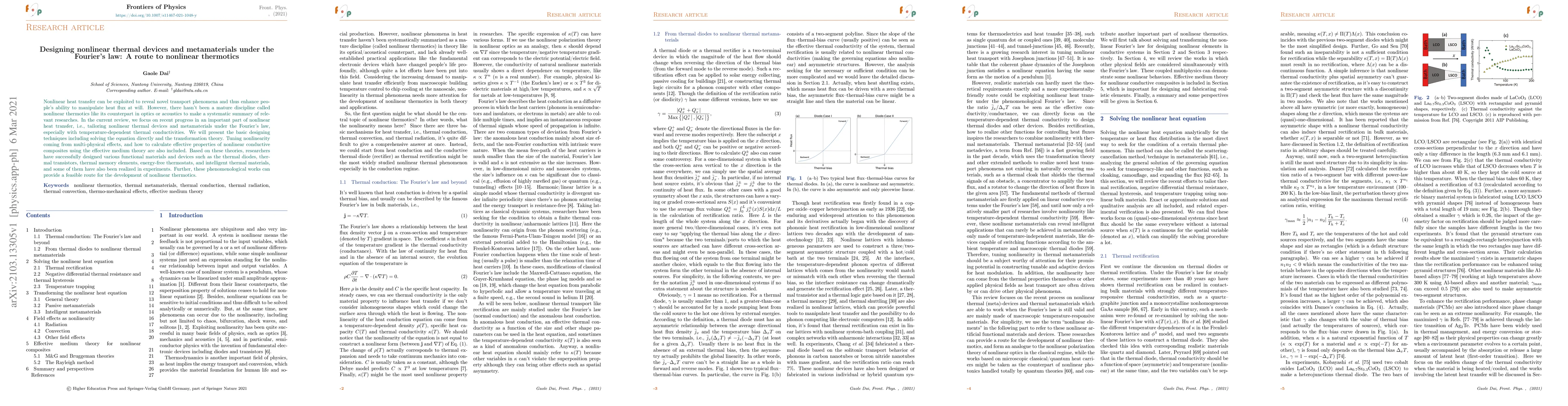 Thumbnail for Designing nonlinear thermal devices and metamaterials under the
  Fourier's law: A route to nonlinear thermotics