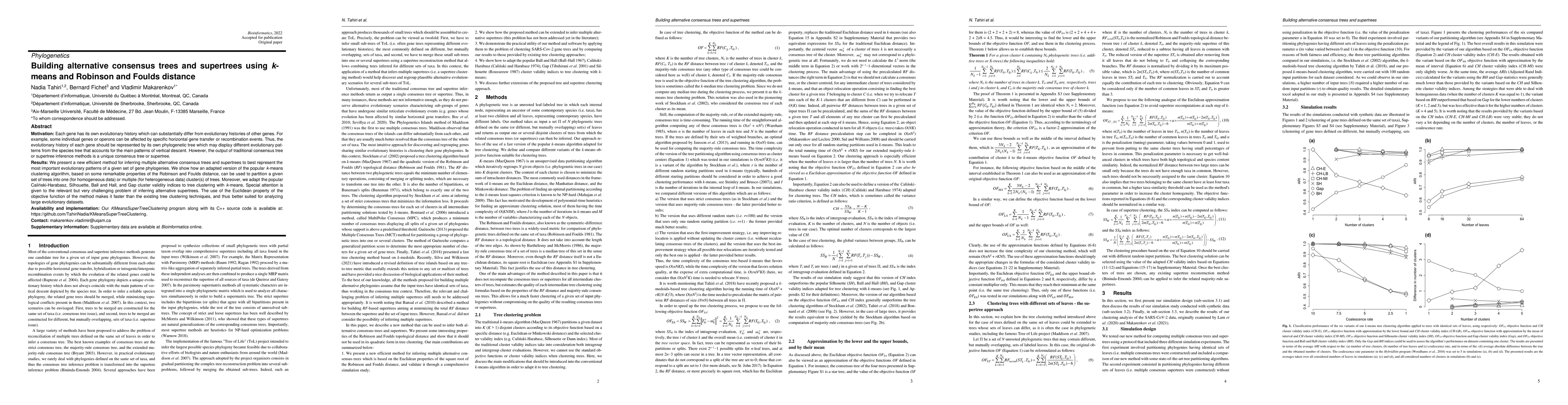 Thumbnail for Building alternative consensus trees and supertrees using k-means and
  Robinson and Foulds distance