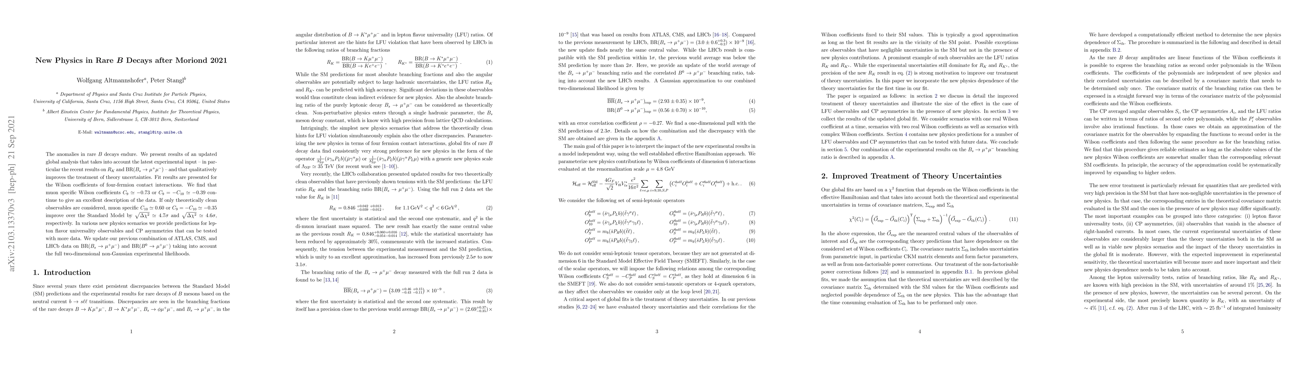Thumbnail for New Physics in Rare B Decays after Moriond 2021