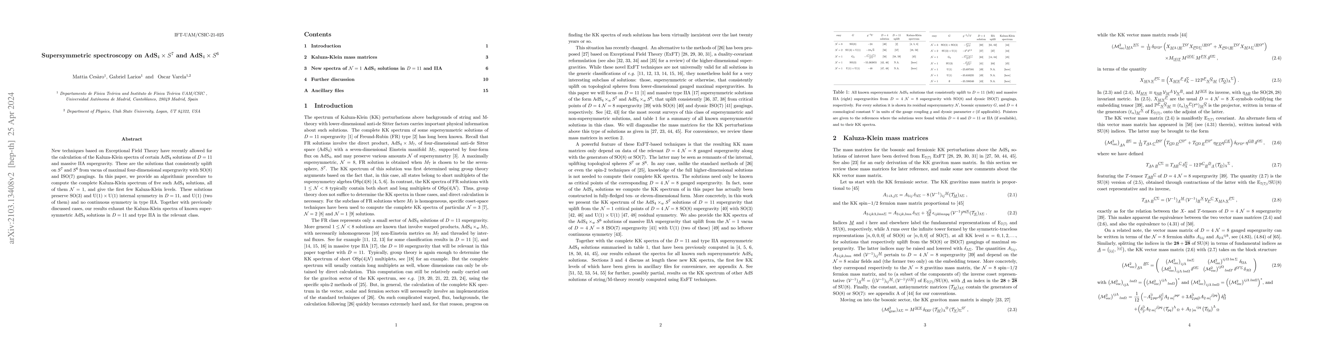Thumbnail for Supersymmetric spectroscopy on AdS$_4\times S^7$ and AdS$_4\times S^6$