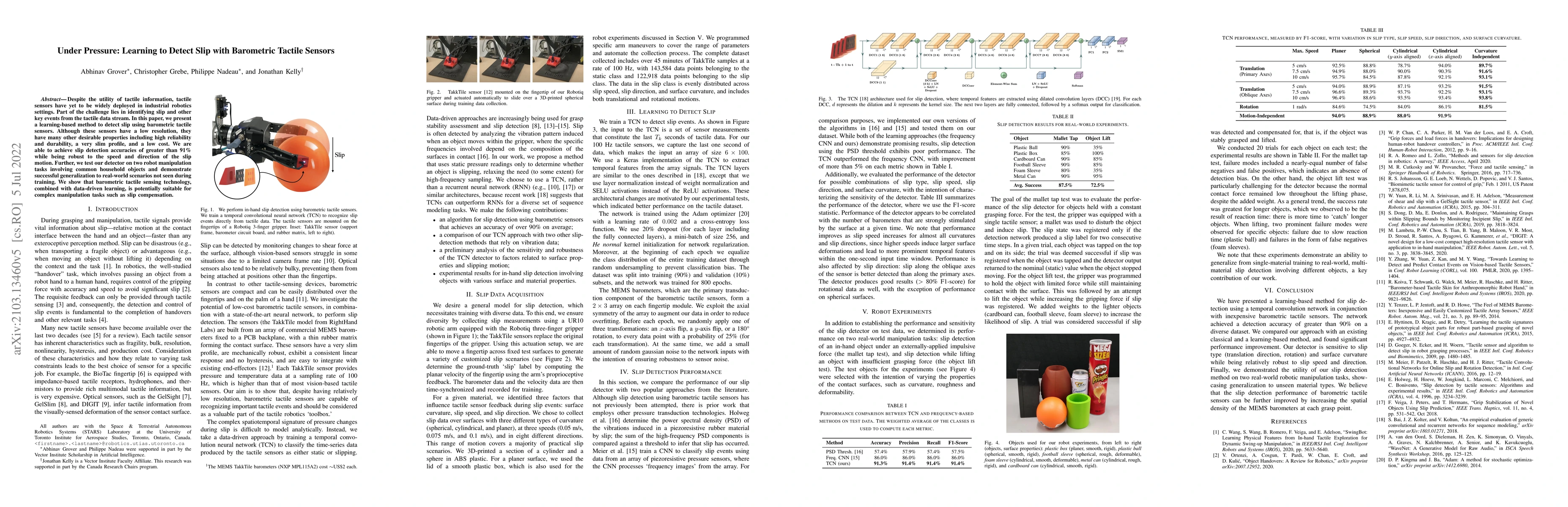 Thumbnail for Under Pressure: Learning to Detect Slip with Barometric Tactile Sensors