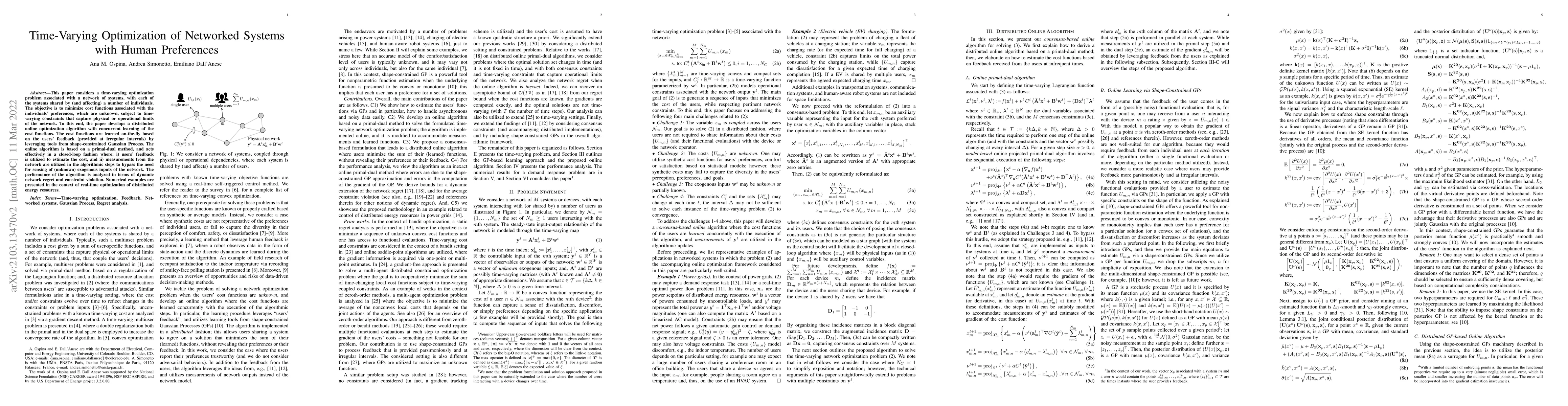 Thumbnail for Time-Varying Optimization of Networked Systems with Human Preferences