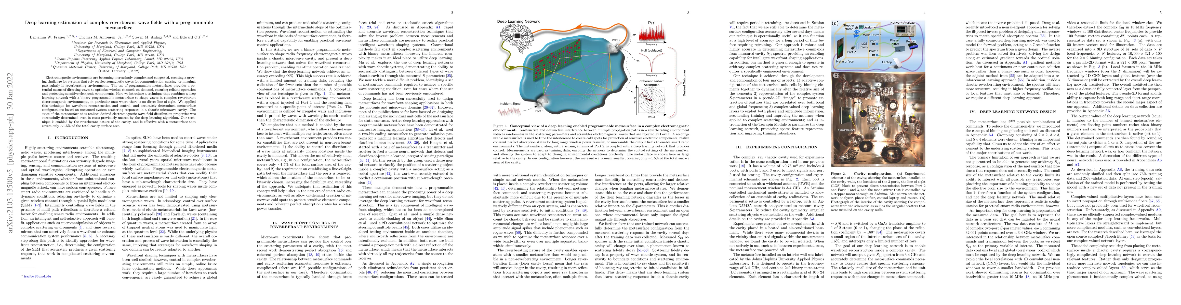 Thumbnail for Deep learning estimation of complex reverberant wave fields by a
  programmable metasurface