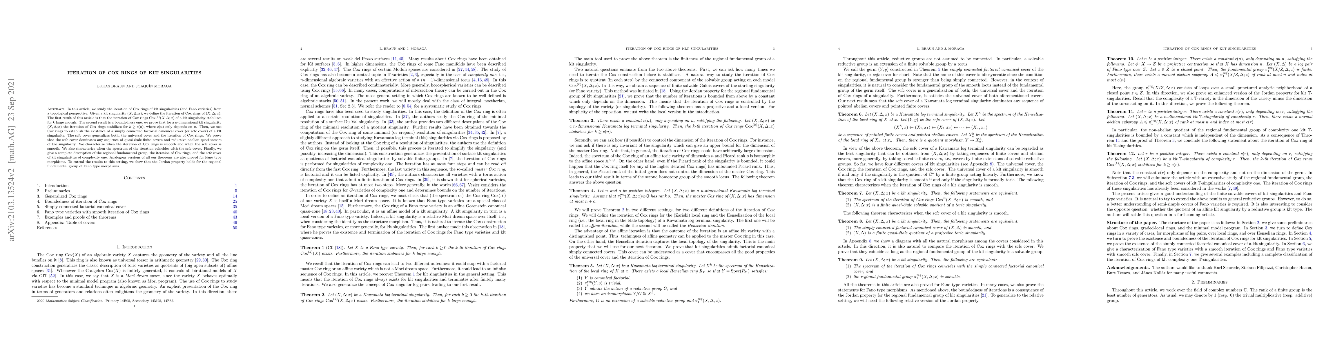 Thumbnail for Iteration of Cox rings of klt singularities