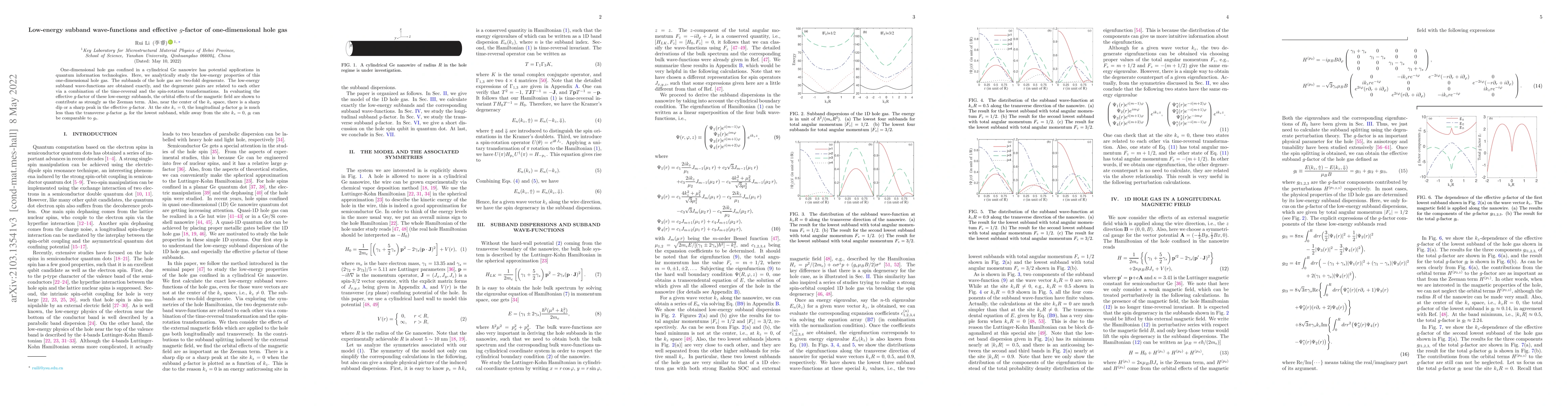 Thumbnail for Low-energy subband wave-functions and effective $g$-factor of
  one-dimensional hole gas