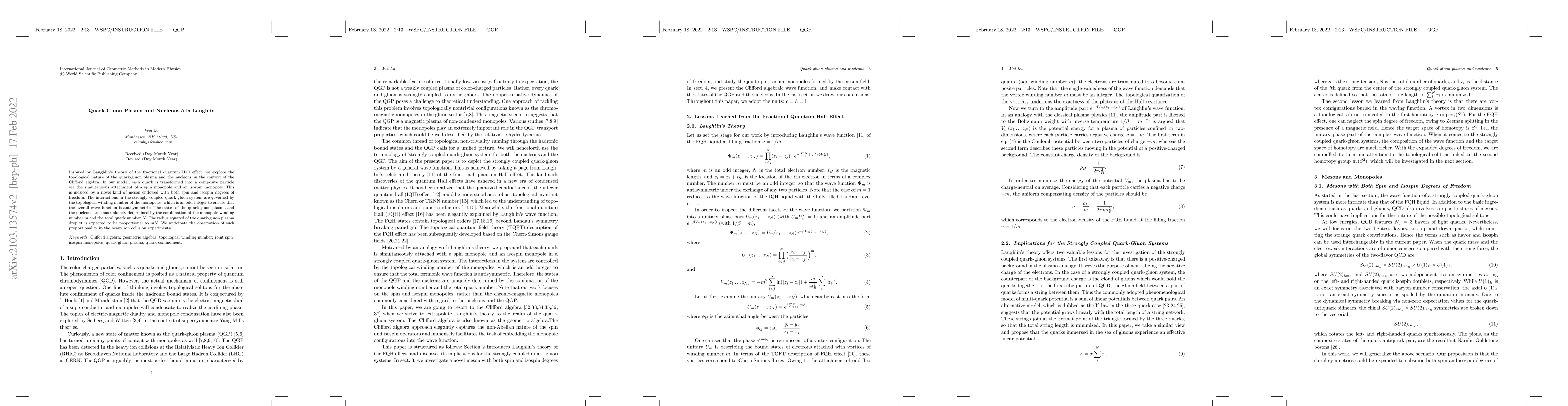 Thumbnail for Quark-Gluon Plasma and Nucleons a la Laughlin