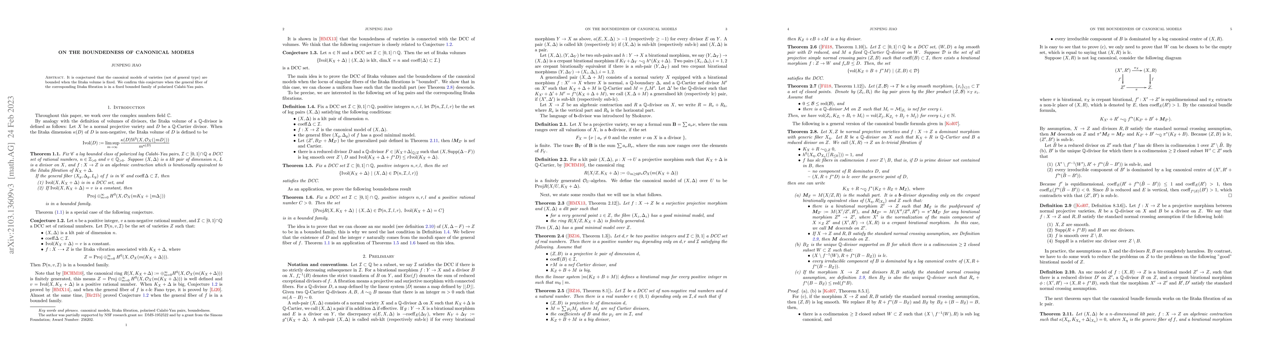 Thumbnail for On the boundedness of canonical models