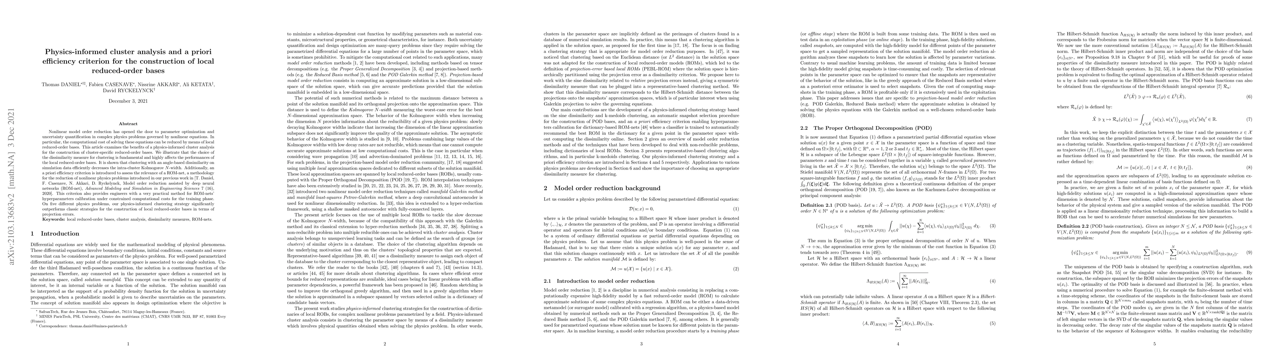Thumbnail for Physics-informed cluster analysis and a priori efficiency criterion for
  the construction of local reduced-order bases