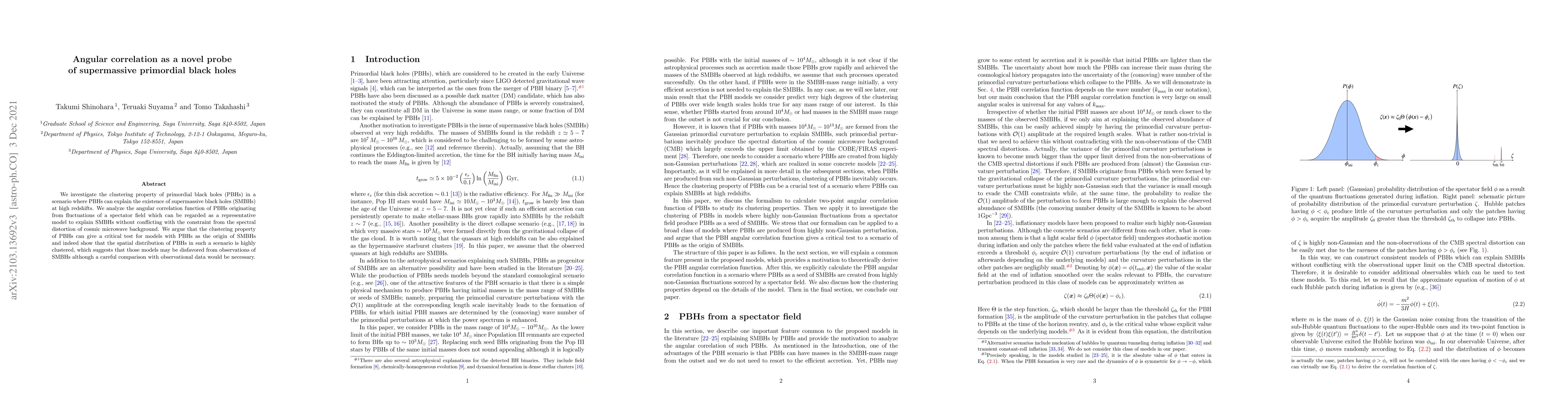 Thumbnail for Angular correlation as a novel probe of supermassive primordial black
  holes