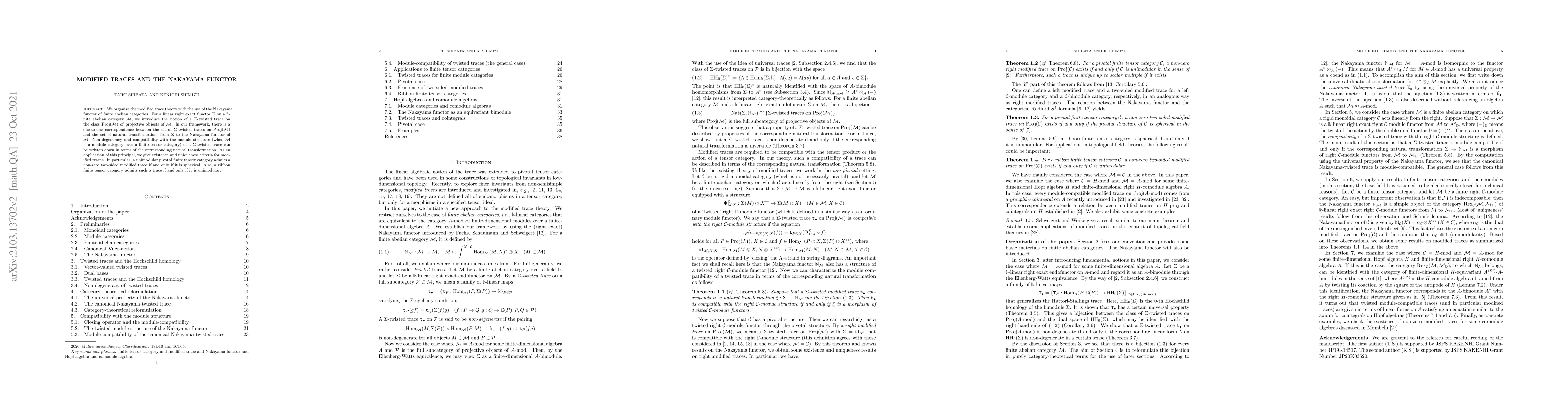 Thumbnail for Modified traces and the Nakayama functor