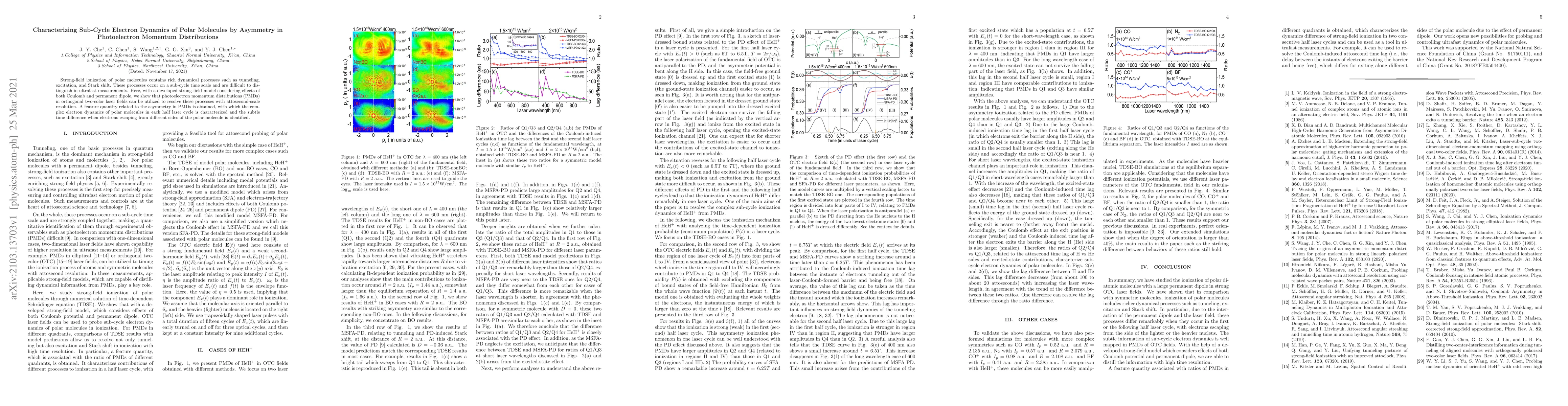 Thumbnail for Characterizing Sub-Cycle Electron Dynamics of Polar Molecules by
  Asymmetry in Photoelectron Momentum Distributions