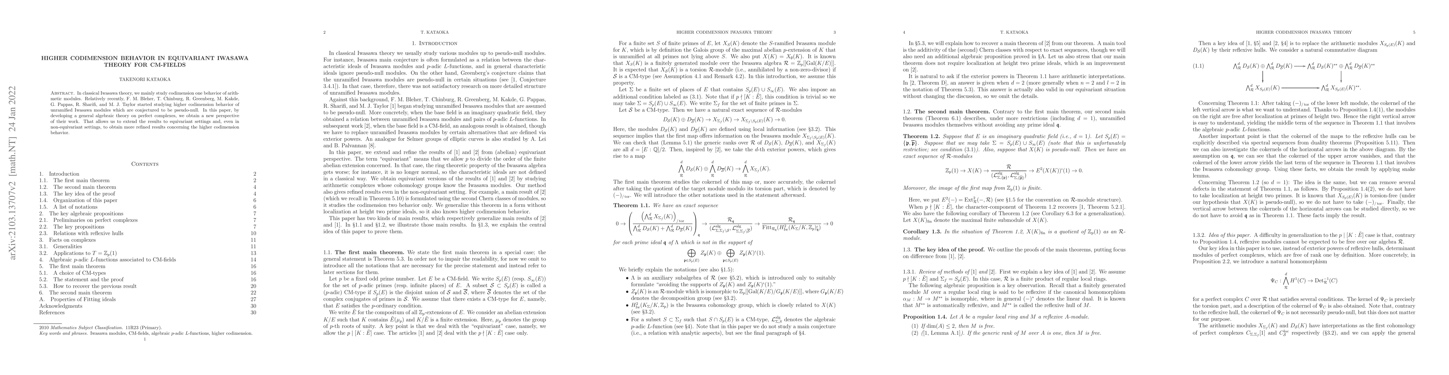 Thumbnail for Higher codimension behavior in equivariant Iwasawa theory for CM-fields