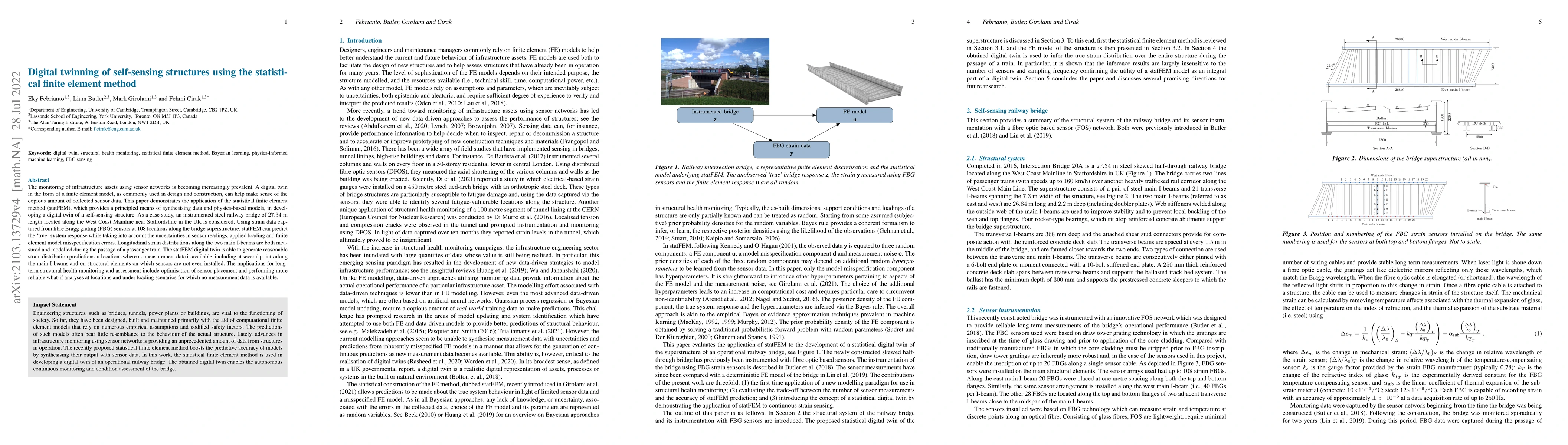 Thumbnail for Digital twinning of self-sensing structures using the statistical finite
  element method