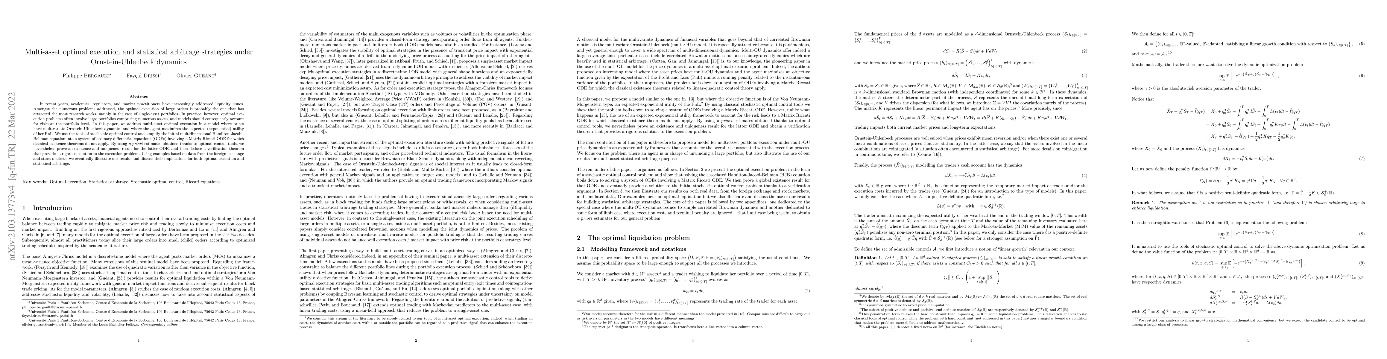 Thumbnail for Multi-asset optimal execution and statistical arbitrage strategies under
  Ornstein-Uhlenbeck dynamics