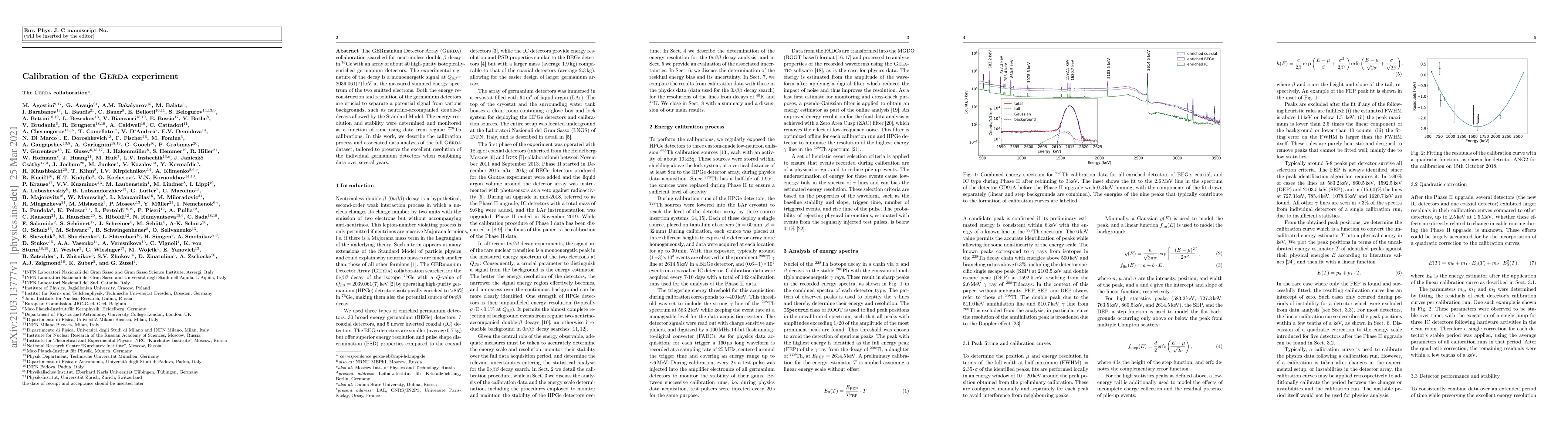 Thumbnail for Calibration of the GERDA experiment
