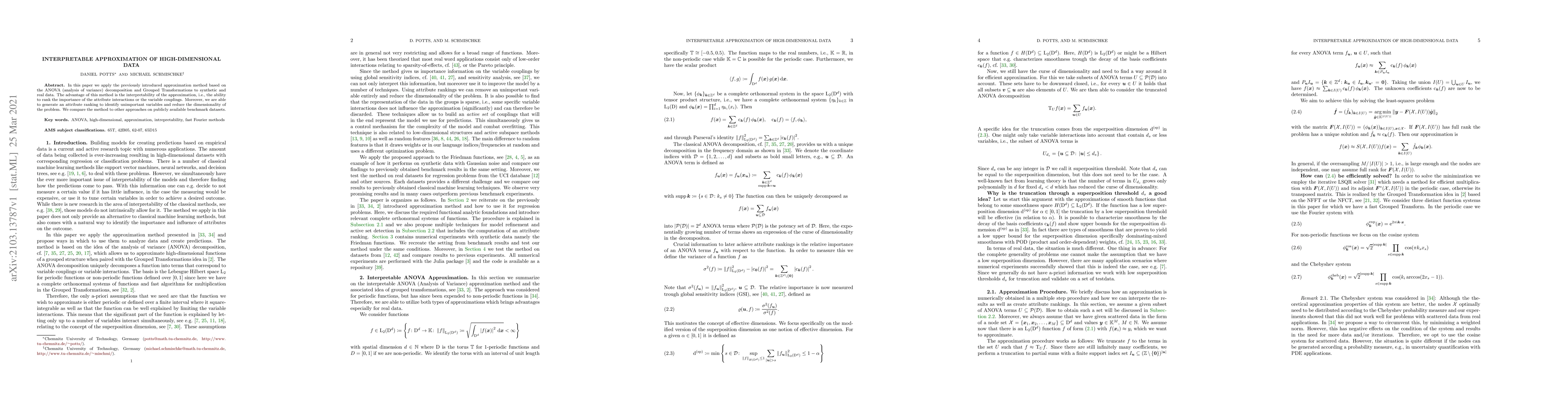 Thumbnail for Interpretable Approximation of High-Dimensional Data