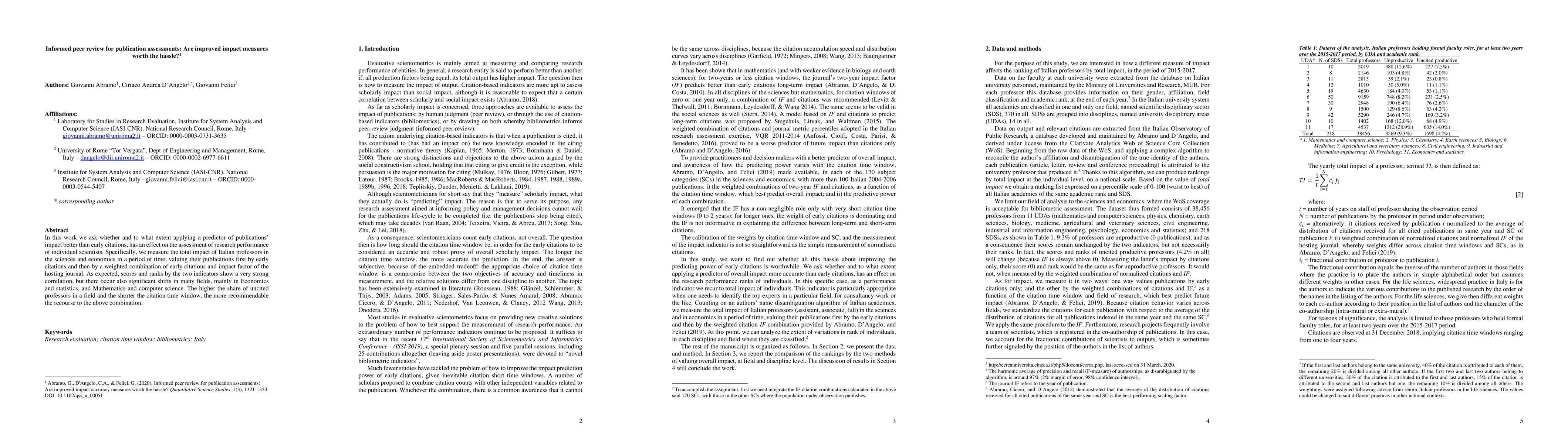 Thumbnail for Informed peer review for publication assessments: Are improved impact
  measures worth the hassle?