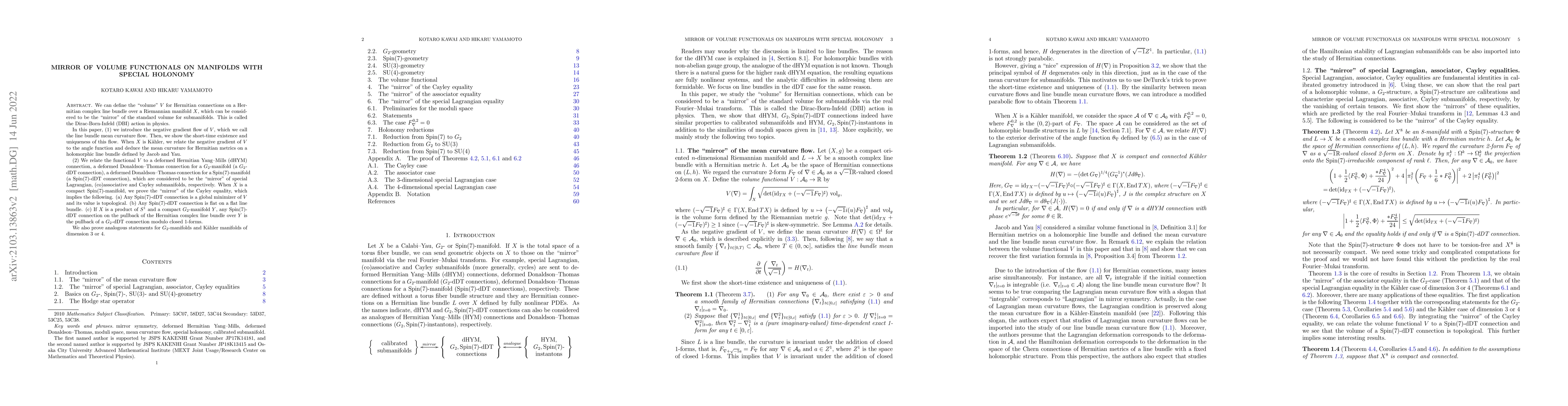 Thumbnail for Mirror of volume functionals on manifolds with special holonomy
