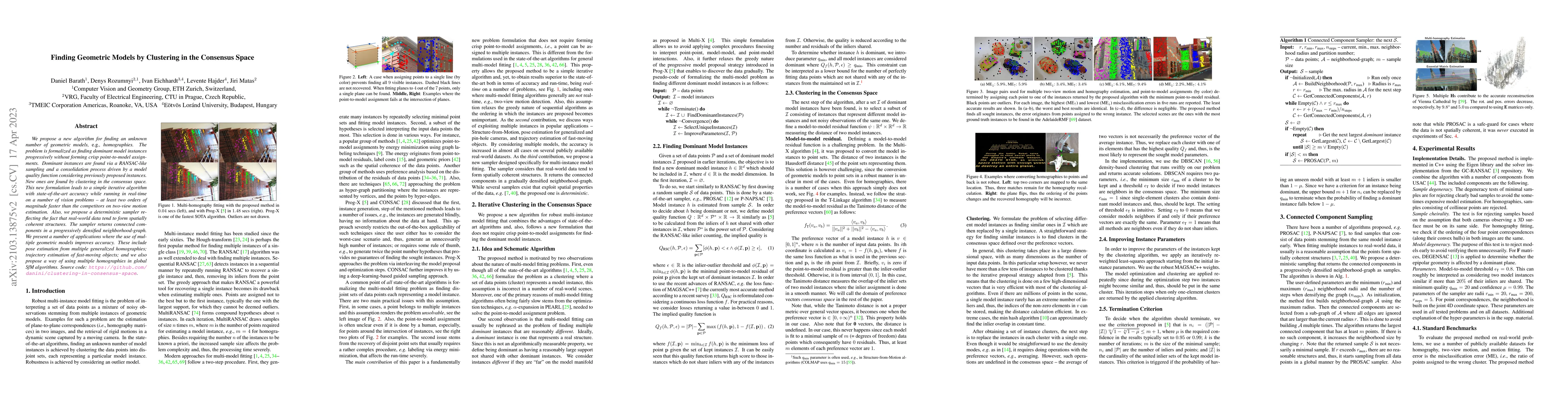 Thumbnail for Finding Geometric Models by Clustering in the Consensus Space