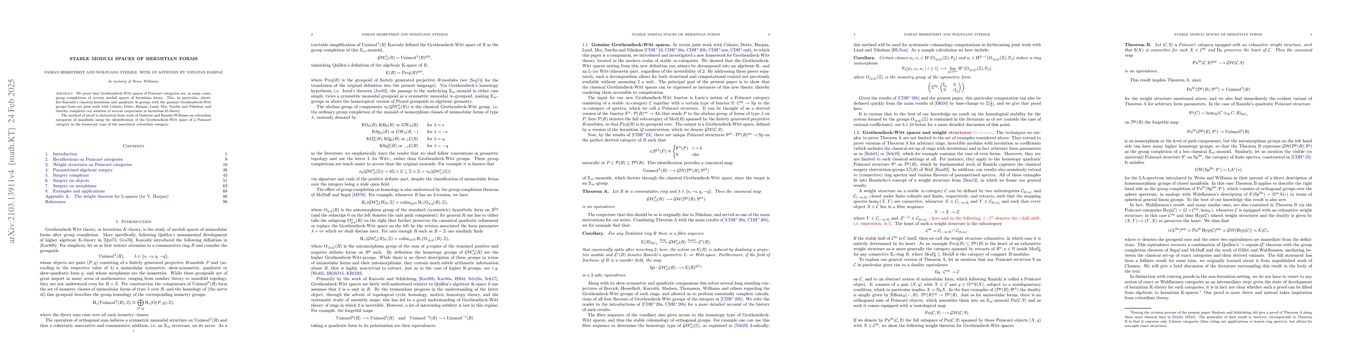Thumbnail for Stable moduli spaces of hermitian forms
