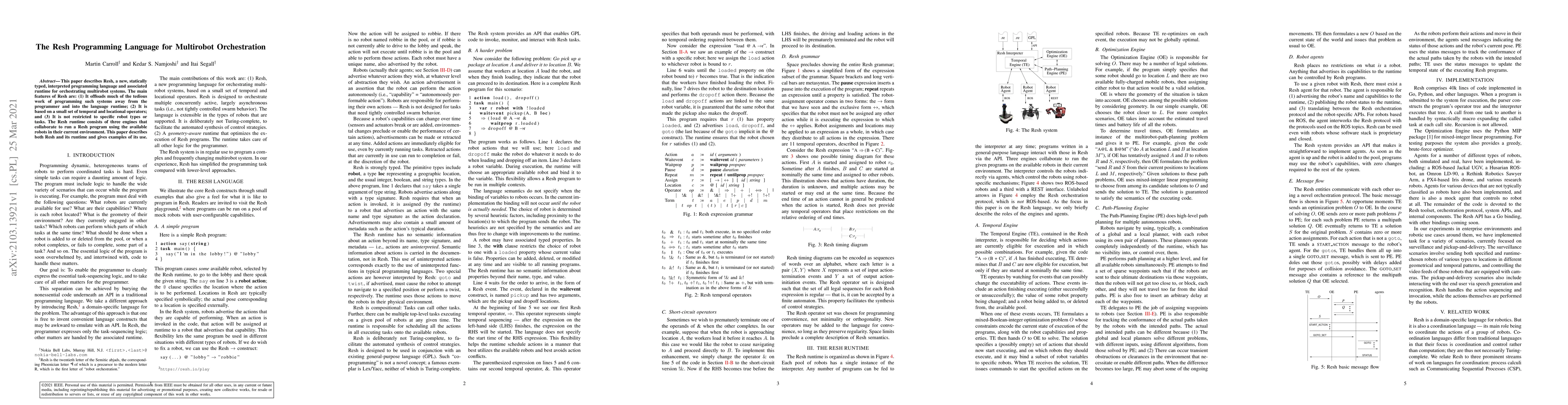 Thumbnail for The Resh Programming Language for Multirobot Orchestration
