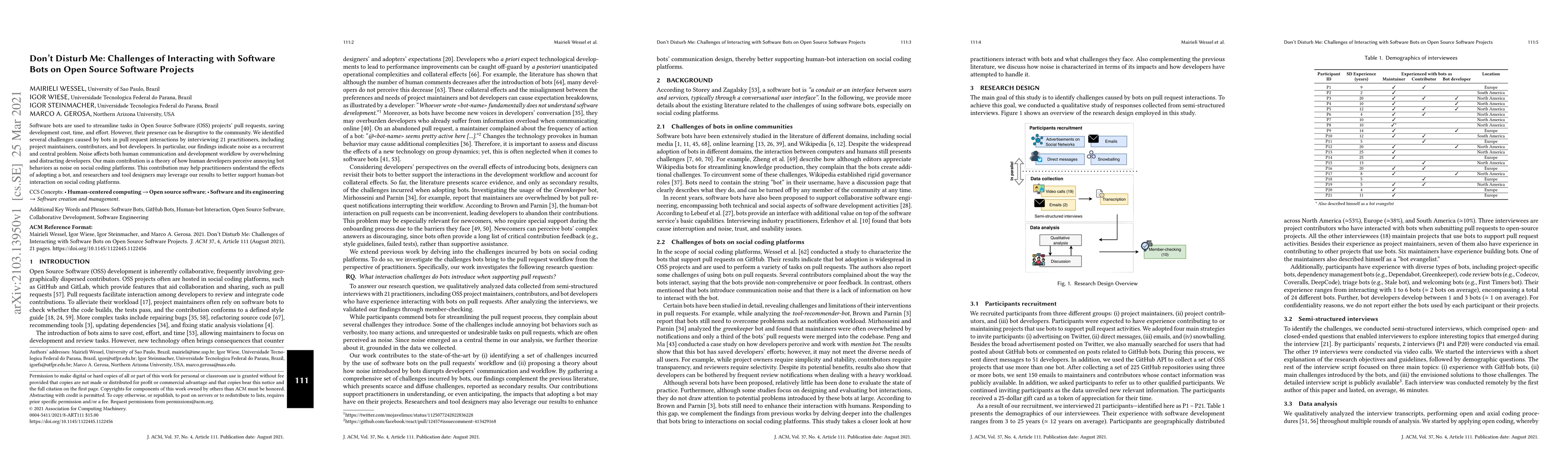 Thumbnail for Don't Disturb Me: Challenges of Interacting with SoftwareBots on Open
  Source Software Projects