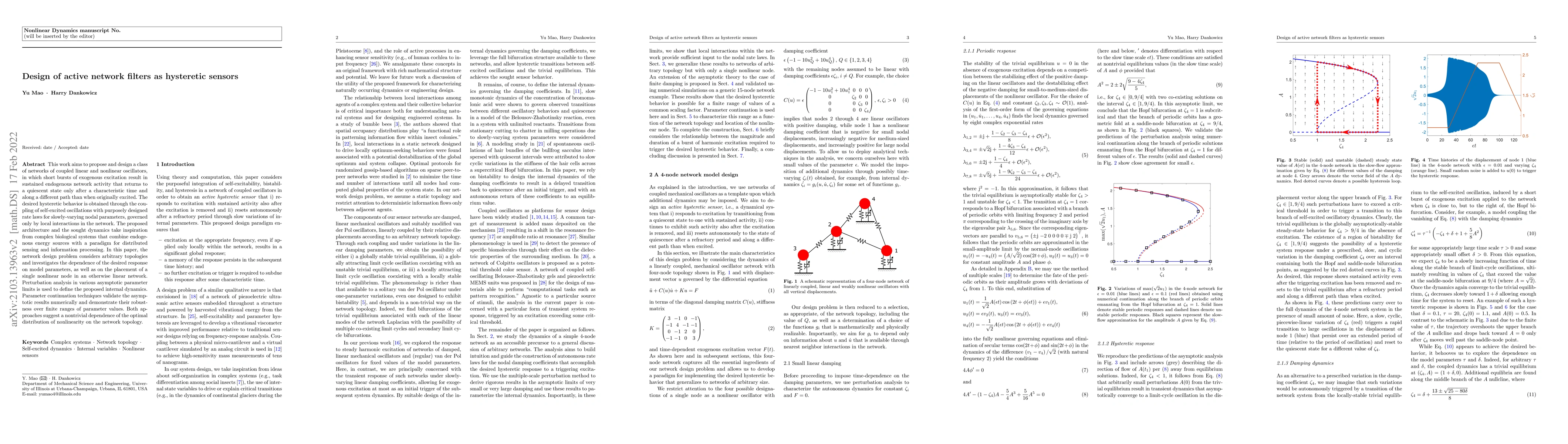 Thumbnail for Design of active network filters as hysteretic sensors