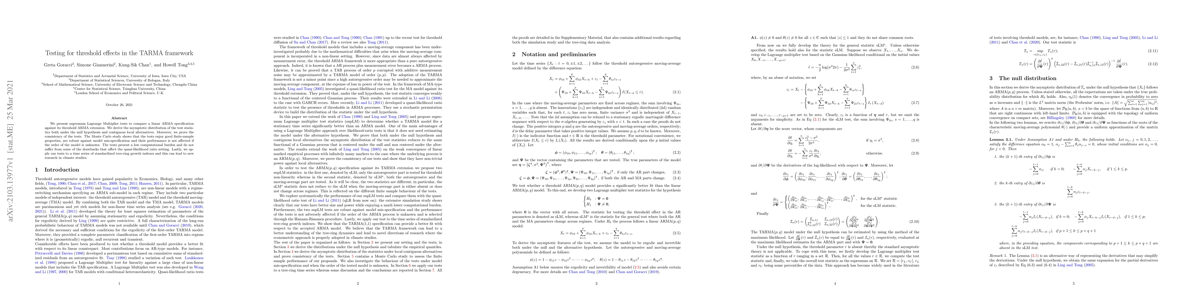 Thumbnail for Testing for threshold effects in the TARMA framework