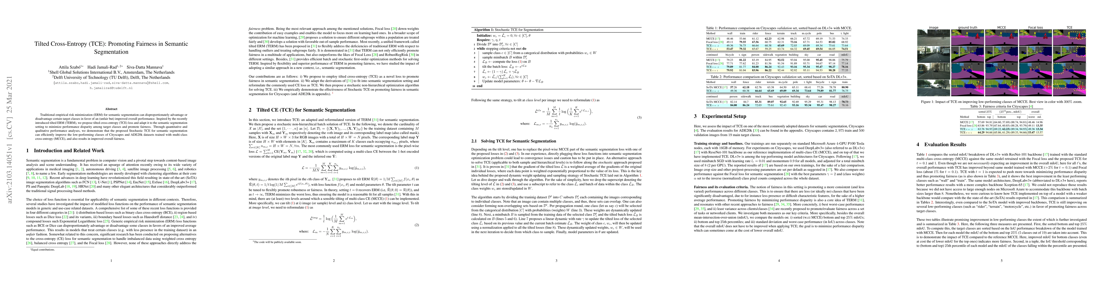 Thumbnail for Tilted Cross Entropy (TCE): Promoting Fairness in Semantic Segmentation