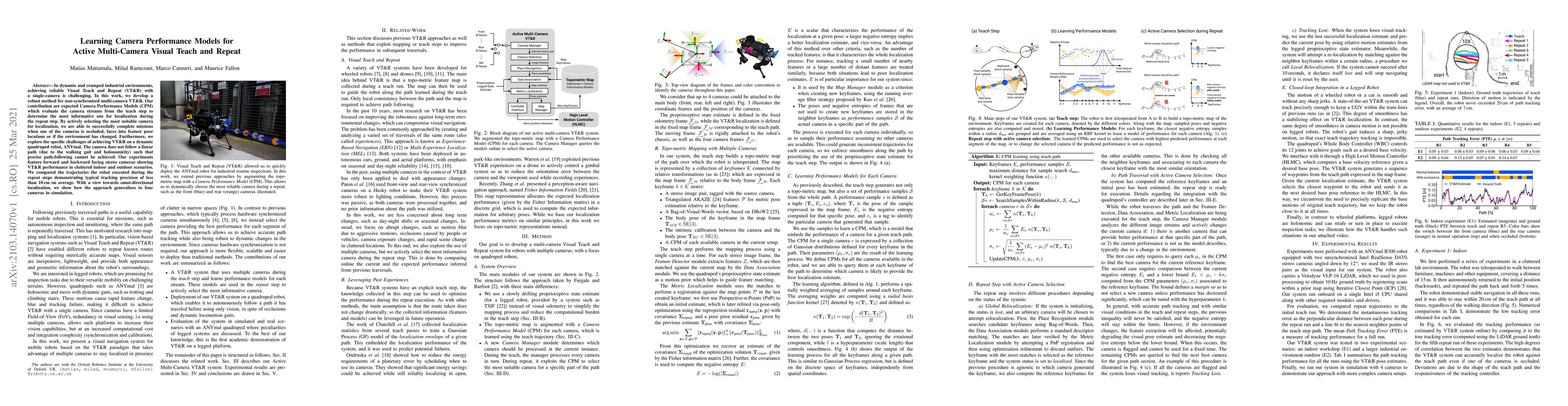 Thumbnail for Learning Camera Performance Models for Active Multi-Camera Visual Teach
  and Repeat