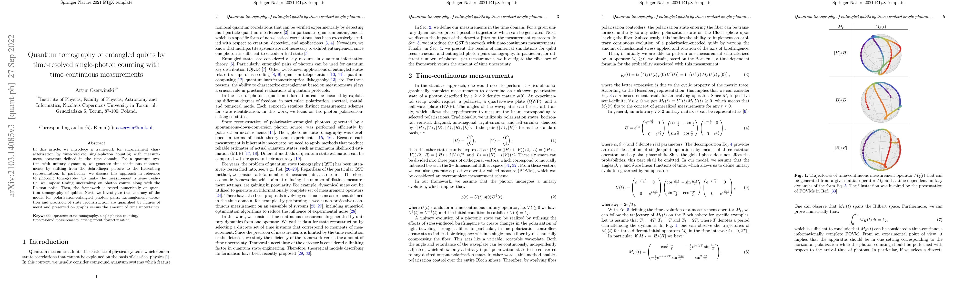 Thumbnail for Quantum tomography of entangled qubits by time-resolved single-photon
  counting with time-continuous measurements