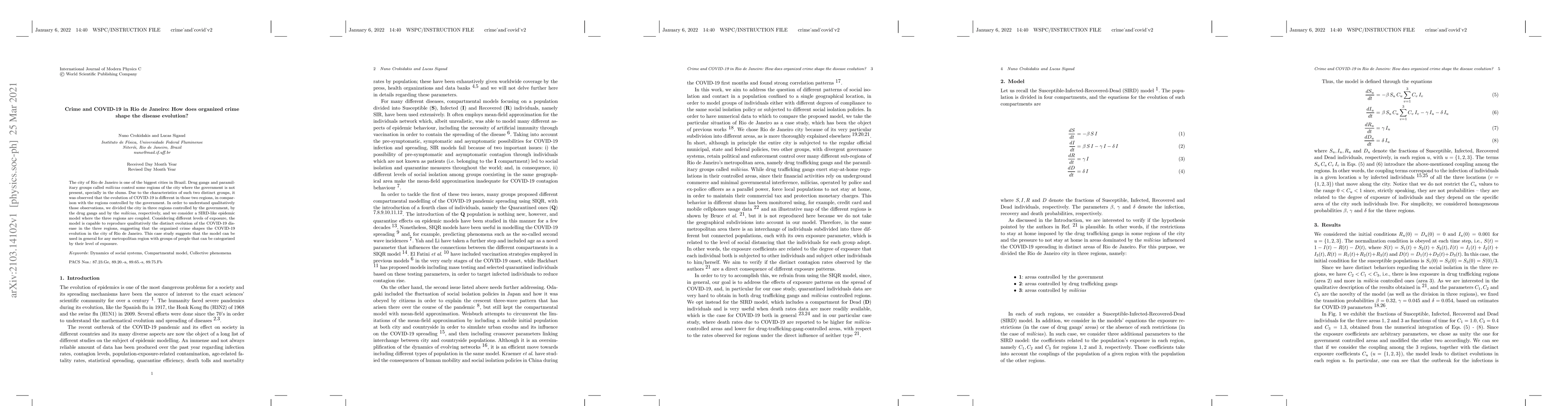 Thumbnail for Crime and COVID-19 in Rio de Janeiro: How does organized crime shape the
  disease evolution?