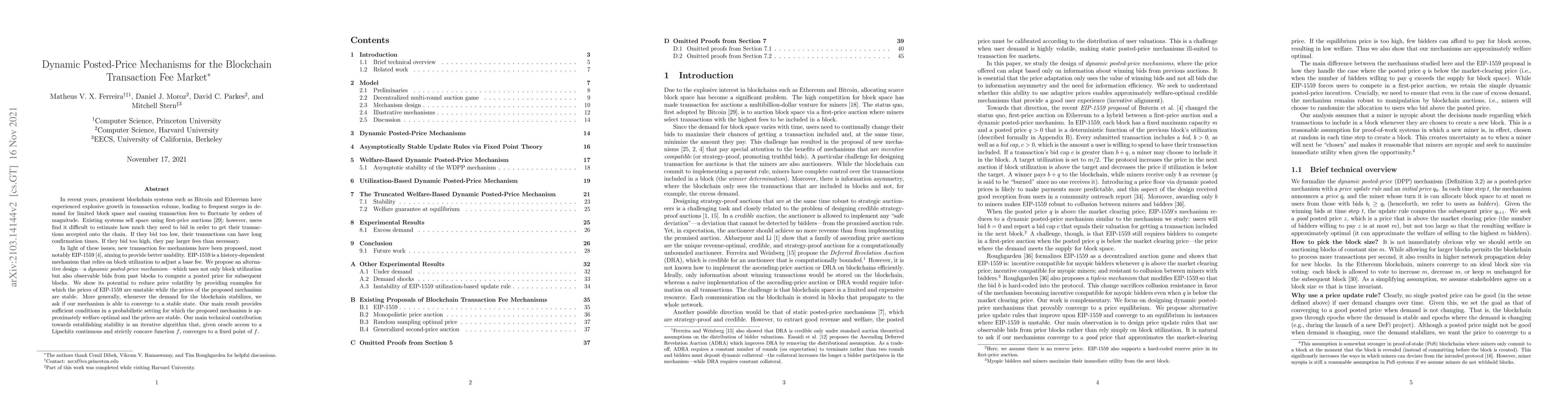 Thumbnail for Dynamic Posted-Price Mechanisms for the Blockchain Transaction Fee
  Market